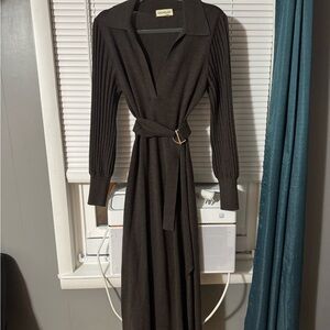 NICHOLAS Dark Brown Long Sleeve Dress
